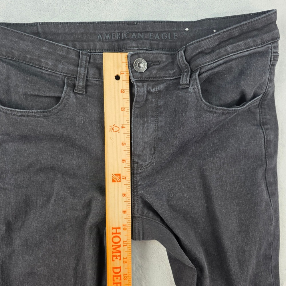 American Eagle Ne(x)t Level Stretch Jegging Jean Black Distressed Womens 12 Long - Picture 5 of 13